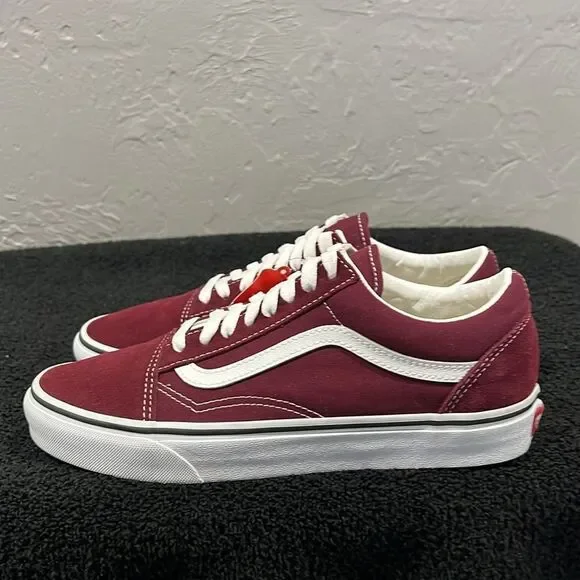 🔥🔥 VANS OLD SKOOL Burgundy Suede Lace-Up Skateboard Sneakers Men Sz 9 - NEW